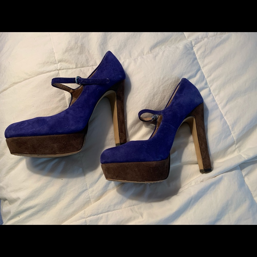Royal blue and black heels with straps